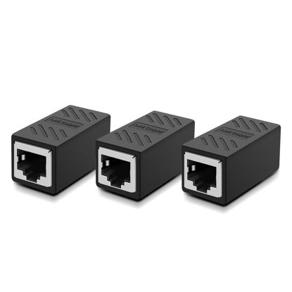 Picture of ZUZONG 3 PCS Gigabit RJ45 Coupler, Ethernet Extender Connector in Line Coupler for Cat8/Cat7/Cat6/Cat5e/Cat5 Ethernet Cable Extender Adapter Female to Female (Black)