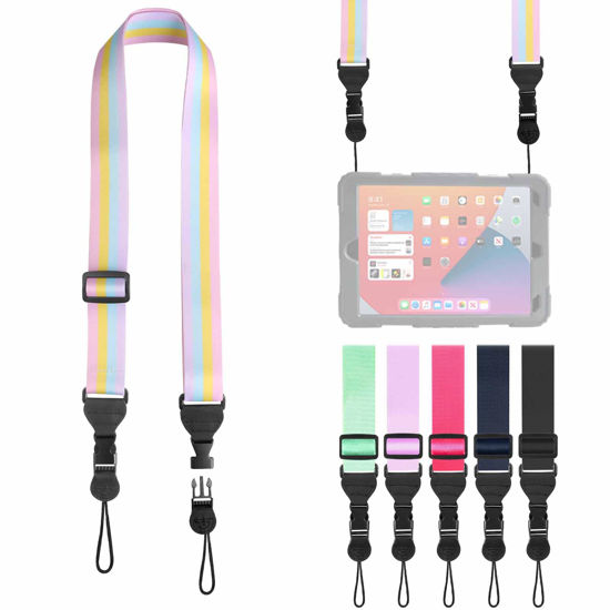 Picture of FIEIL Adjustable Shoulder Strap, Nylon Camera Strap, Comfortable Neck Strap for iPad, Cellphone Tablet, Camera, Laptop, Binocular, Luggage Bag (Rainbow Colors Universal Lanyard)