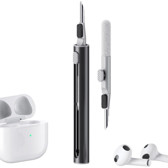 Picture of Cleaner Kit for Airpods Pro 1 2 3 Multi-Function Cleaning Pen with Soft Brush Flocking Sponge for Bluetooth Earphones Case Cleaning Tools Black