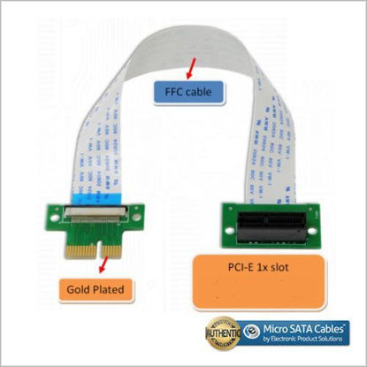 Picture of Micro SATA Cables PCI-e Express 1X Riser Extender Card with High Speed Flexible Cable 4 Inches