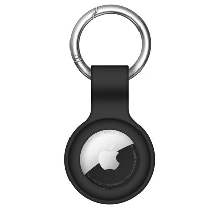 Picture of Linsaner Compatible with AirTag Case Keychain Air Tag Holder Silicone AirTags Key Ring Cases Tags Chain Apple AirTag GPS Item Finders Accessories，Black