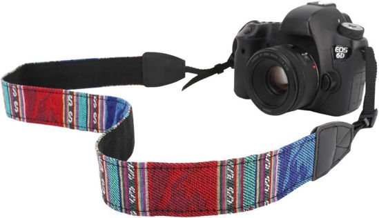 Picture of MoKo Camera Strap, Premuim Cotton Canvas Braided Adjustable Universal Sling Shoulder Neck Belt for All DSLR Digital Camera Canon, Fuji, Nikon, Olympus, Panasonic, Pentax, Sony - Bohemia Blue