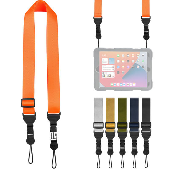 Picture of FIEIL Nylon iPad Strap, Adjustable Camera Neck Strap, Comfortable Shoulder Strap for iPad, Cellphone Tablet, Camera, Laptop, Binocular, Luggage Bag(Orange Universal Neck Lanyard)