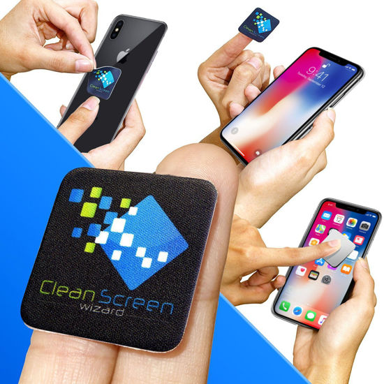 Picture of Clean Screen Wizard Microfiber Screen Cleaner Sticker, Handy Screen Cleaning for Cell Phone, iPhone, Samsung, Small Electronic Devices, Touch, Tech Gadgets, Stocking Stuffers, Gift Ideas