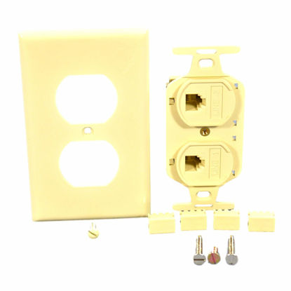 Picture of Leviton Duplex Ivory Flush Phone Jack 110-type Voice 4-wire Type 106 41364-IDI