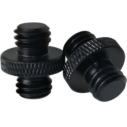 Picture of LRONG 2Pcs 3/8 inch Male to 3/8 inch Male Threaded Tripod Screw Adapter Double Sides Standard Mounting Thread Converter for Camera Mount