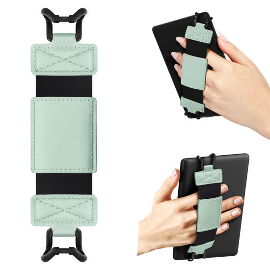 Picture of MoKo Soft Hand Strap for 6-8" Kindle eReaders Fire Tablet Kindle/Kobo/Voyaga/Lenovo/Sony Kindle E-Book Tablet, Black High-Elasticity Versatile Hand Strap Lightweight Finger Grip Holder, Mint Green