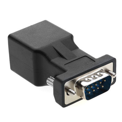 Picture of LFHUKEJI RS232 to RJ45, DB9 9-Pin Serial Port Male to RJ45 Female Cat5e/6 Ethernet LAN Extend Adapter