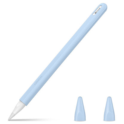 Picture of Fintie Silicone Sleeve for Apple Pencil Pro & Apple Pencil 2nd Generation, Light Pen Skin Case Cover Soft Protective Pencil Grip Holder with 2 Nib Covers Accessories, Sky Blue