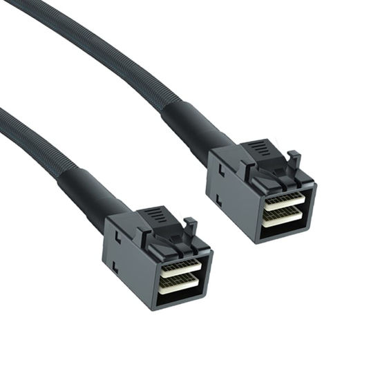 Picture of H!Fiber.com 12G Internal Mini SAS HD SFF-8643 to SFF-8643 Cable, 0.6m Internal Mini SAS to Mini SAS Cable, 36 Pin, with Sideband, 100 Ohm, Flexible, Support RAID, PCIE Controller, 0.6-Meter(1.97ft)