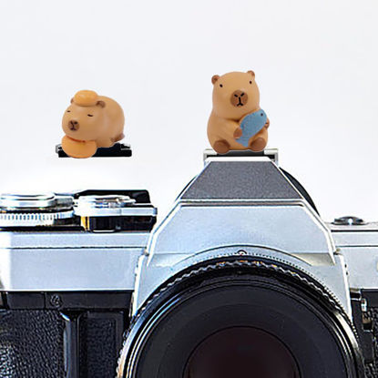 Picture of Camera Hot Shoe Cover, Cute Animal Hot Shoe Cap, Hot Shoe Protector Compatible with Sony Fujifilm Fuji Canon Nikon Pentax Leical Panasonic (2pcs Capybara)