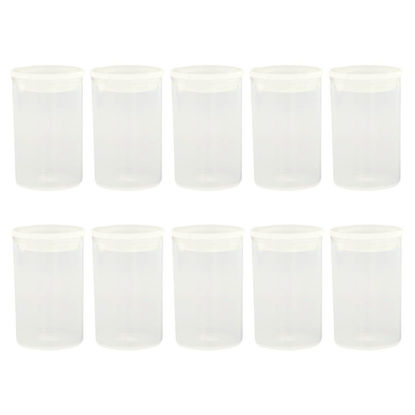 Picture of GSHLLO 10 Pcs Plastic Film Canister Holder Empty Film Roll Case Camera Reel Containers Small Accessories Storage Organizer with Caps Transparent