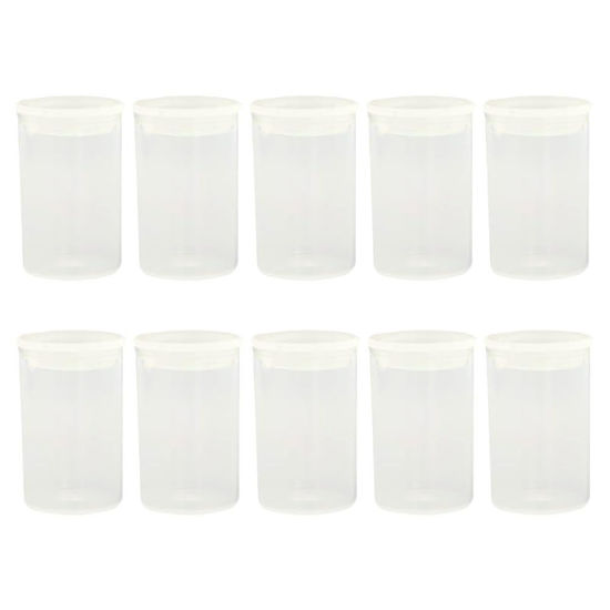 Picture of GSHLLO 10 Pcs Plastic Film Canister Holder Empty Film Roll Case Camera Reel Containers Small Accessories Storage Organizer with Caps Transparent