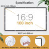 Picture of VIZONY Projector Screen 100 inch, Movies Screen 16:9 HD Fold-able Anti-Crease Portable Projector Screen for Indoor Home Theater Outdoor