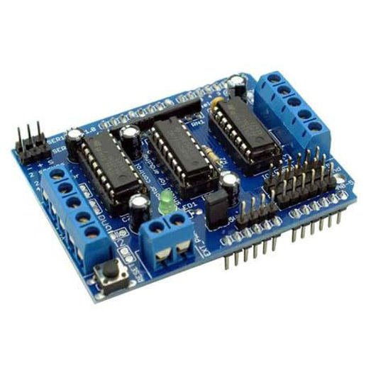 Picture of L293D Motor Drive Shield Module for Arduino Mega and UNO - Ideal Motor Speed Controller for Computer Components and Single Board