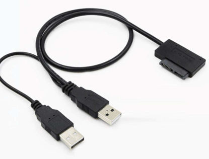 Picture of Slimline SATA 13 Pin to USB Y Side Angle Converter Cable