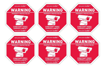 Picture of 6 Security Camera CCTV Warning Stickers Home Business UV Coated Outdoor Use