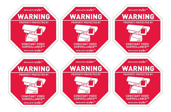 Picture of 6 Security Camera CCTV Warning Stickers Home Business UV Coated Outdoor Use