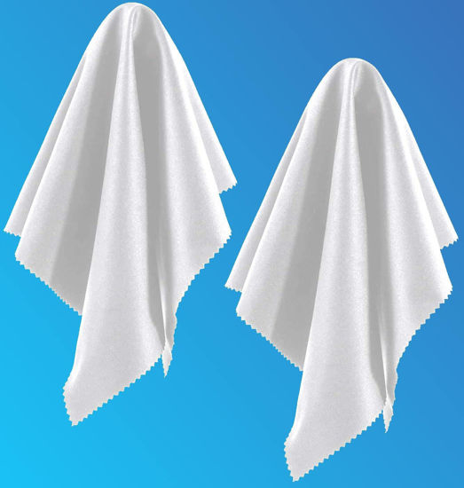 Picture of 2 Pack White Oversized Microfiber Cleaning Cloth, Ideal for All LCD and Touch Screens Lenses on Cameras, Binoculars, telescopes, All Types of Optical Glass (8inchx8inch or 20x20cm)