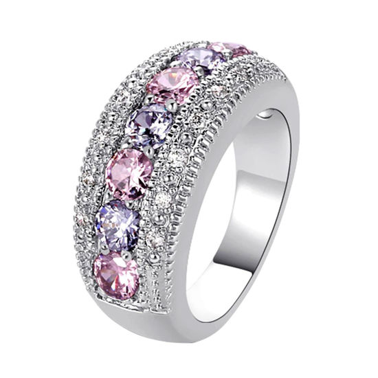 Picture of Women Artificial Zircon Ring Two-Piece Ring Inlaid Rhinestones Birthday Gift