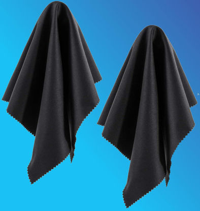 Picture of 2 Pack Black Oversized Microfiber Cleaning Cloth, Ideal for All LCD and Touch Screens Lenses on Cameras, Binoculars, telescopes, All Types of Optical Glass (8inchx8inch or 20x20cm)