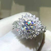 Picture of Women Artificial Zircon Ring Two-Piece Ring Inlaid Rhinestones Birthday Gift