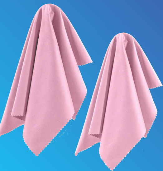 Picture of 2 Pack Pink Oversized Microfiber Cleaning Cloth, Ideal for All LCD and Touch Screens Lenses on Cameras, Binoculars, telescopes, All Types of Optical Glass (8inchx8inch or 20x20cm)