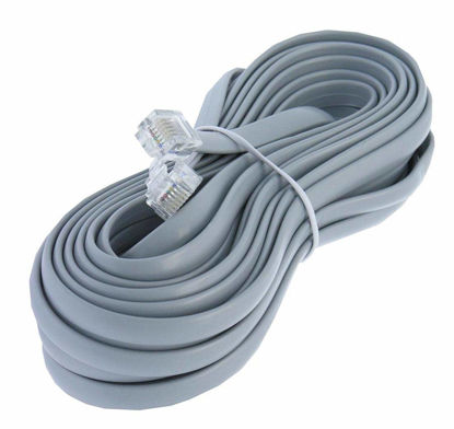 Picture of 25ft Heavy Duty RJ12 Silver Satin 6 Conductor 6P/6C Straight Wired Telephone Line Cord by Corpco