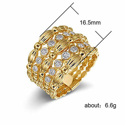 Picture of Rings For Women Gold, Luxury Noble Gold Hollow Diamond Wide Ring Ladies Ring Fashion Jewelry (8)