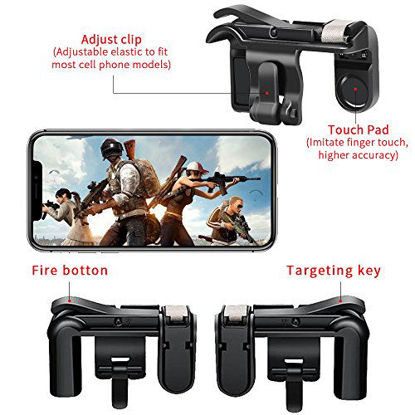 Picture of Mobile Game Controller Cell Phone Game Fire Button Aim Key Game Joystick Smart Phone PUBG Knives Out Rules of Survival Gaming Shooter Trigger L1R1 for Android IOS(1 Pair)