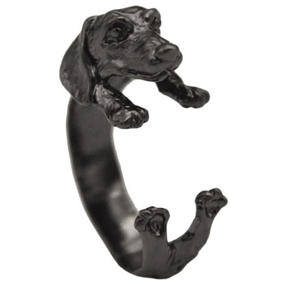 Picture of 2023 New Dachshunds Pet Dog Animal Ring Fashion Jewelry Sausage Dog Punk Open Adjustable Ring Sausage Dog Open Trend Ring Note Rings (Black, One Size)