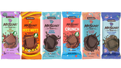 Picture of Feastables Beast Milk Chocolate Bars Variety Pack - Milk Chocolate, Milk Chocolate Crunch, Deez Nutz, Original Chocolate, Chocolate Sea Salt, & Quinoa Crunch - Made with Grass-Fed Milk Chocolate and Organic Cocoa. Only 5 Ingredients - (6 pack)