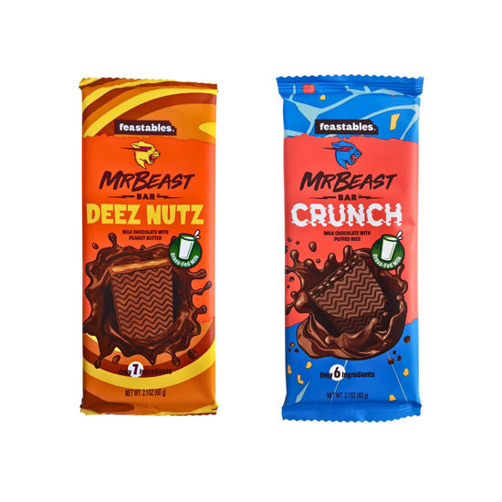 Picture of Feastables Mr Beast Bar Crunch & Deez Nutz Combo, 1.0 gram