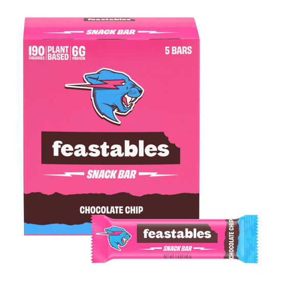 Picture of Feastables MrBeast Snack Bars - Chocolate Chip (5 Count Box, Pack of 6)