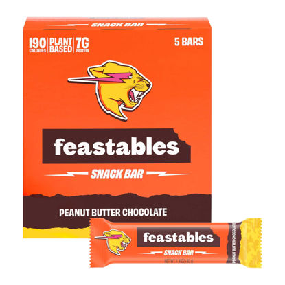 Picture of Feastables MrBeast Snack Bars - Peanut Butter Chocolate (5 Count Box, Pack of 6)