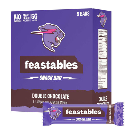 Picture of Feastables MrBeast Snack Bars -Double Chocolate (5 Count Box, Pack of 6)