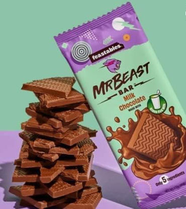 Picture of Mr. Beast Feastables Chocolates Bars. Milk Chocolate 4-Count