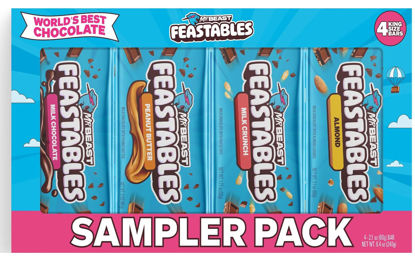 Picture of Feastables Milk Chocolate Bar Sampler Variety Pack, 2.1 oz (60g) [4- Pack]