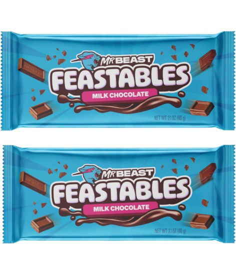 Picture of Generic Feastables Milk Chocolate Beast Bars Bundle, New Formula Smoother and Creamier Texture, 2.1 oz (60g), 2 Count Milk Chocolate Feastables Bars