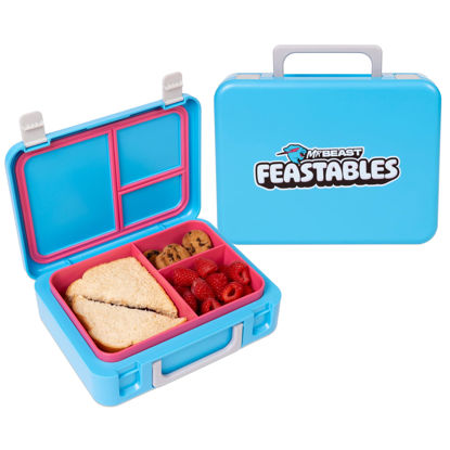 Picture of Mr. Beast Feastables Adjustable Bento Lunchbox- BPA Free, Snap Tight Lid, Removable Tray, Microwave & Freezer Safe, 9.25"x7"x2.75", Easy Clean, Kids Lunchbox with Adjustable Compartments