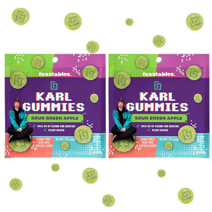 Picture of Generic Feastables Karl Gummy Candy, Sour Green Apple Flavor, 1.76 oz, 2 Bags