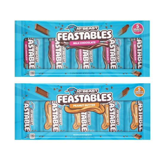 Picture of Mr. Beast Feastables - Mr. Beast - Milk Chocolate and Peanut Butter Bar - 1.24 oz (35g) - 10 Count