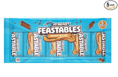 Picture of Mr. Beast Feastables Peanut Butter Milk Chocolate Bar - 1.24 oz (35g) - 5 Count