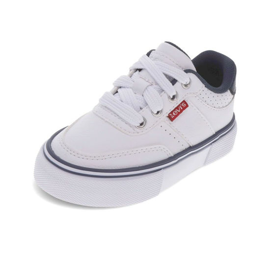 Picture of Levi's Toddler Munro UL Synthetic Leather Lace Up Sneaker Shoe, White/Navy, 7 M - Size: 7 Toddler