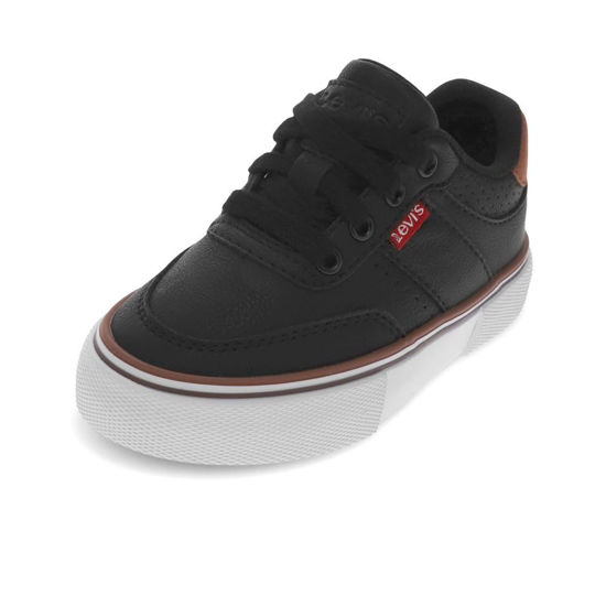 Picture of Levi's Toddler Munro UL Synthetic Leather Lace Up Sneaker Shoe, Black/Tan, 9 M - Size: 9 Toddler