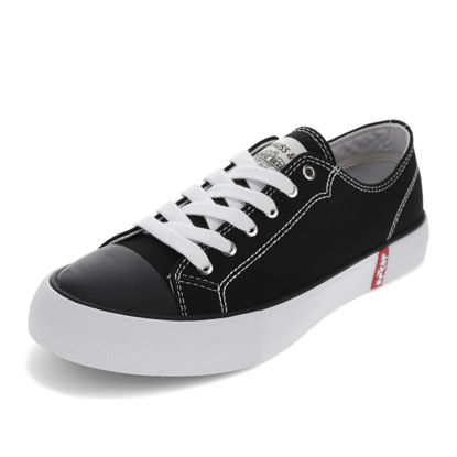 Picture of Levi's Womens Cain Canvas Casual Lace Up Sneaker Shoe, Black/White, 9 M - Size: 9