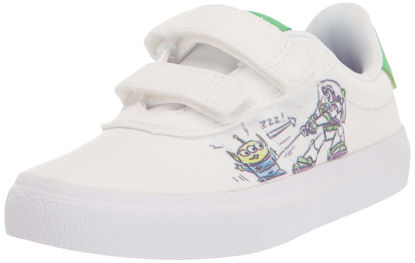 Picture of adidas Vulc Raid3r Skate Shoe, White/Semi Solar Lime/Purple (Cross Strap), 2.5 US Unisex Little Kid - Size: 2.5 Little Kid