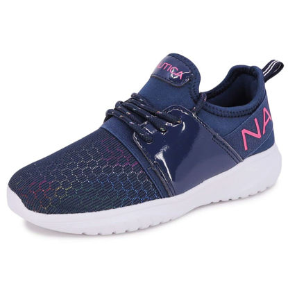 Picture of Nautica Missy Youth Girls Athletic Fashion Cross Trainer Lace Up Running Sneakers-Kappil Metallic-Navy Hc Metallic Size-13 - Size: 13 Little Kid