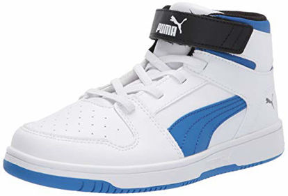 Picture of PUMA Unisex-Baby Rebound Layup Hook and Loop Sneaker, White-Palace Blue Black, 4 M US Toddler - Size: 4 Toddler