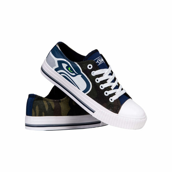 Picture of NFL Seattle Seahawks Womens Camo Low Top Canvas Sneakers ShoesCamo Low Top Canvas Sneakers Shoes, Camo, 10 - Size: 10